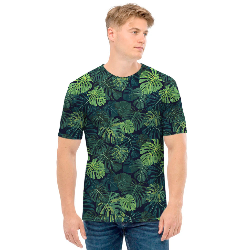Monstera Palm Leaves Pattern Print Men's T-Shirt