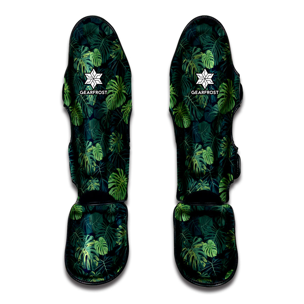 Monstera Palm Leaves Pattern Print Muay Thai Shin Guard