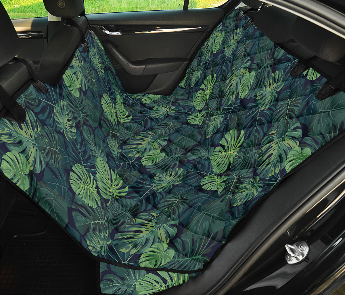 Monstera Palm Leaves Pattern Print Pet Car Back Seat Cover