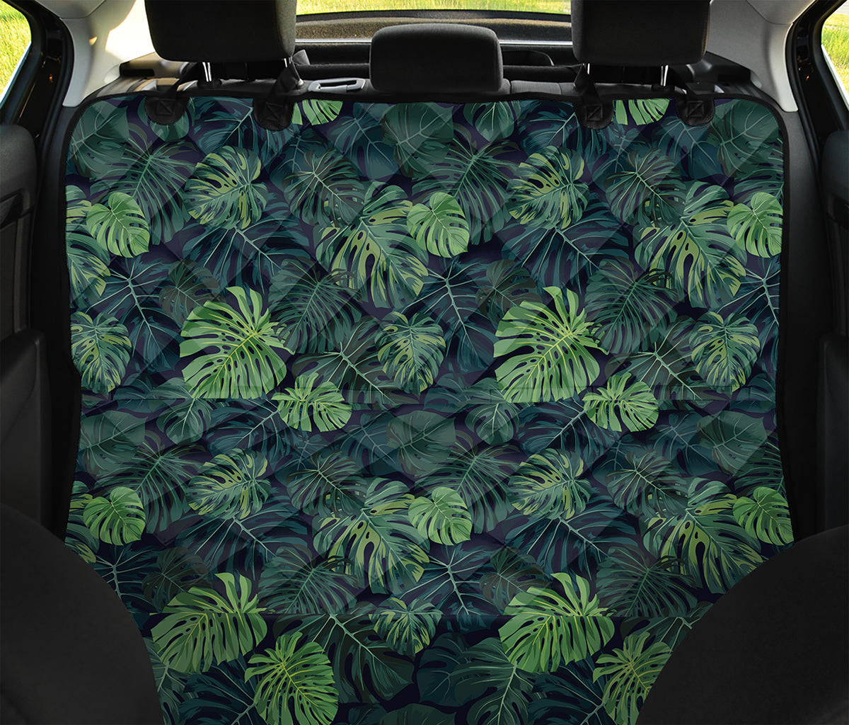 Monstera Palm Leaves Pattern Print Pet Car Back Seat Cover