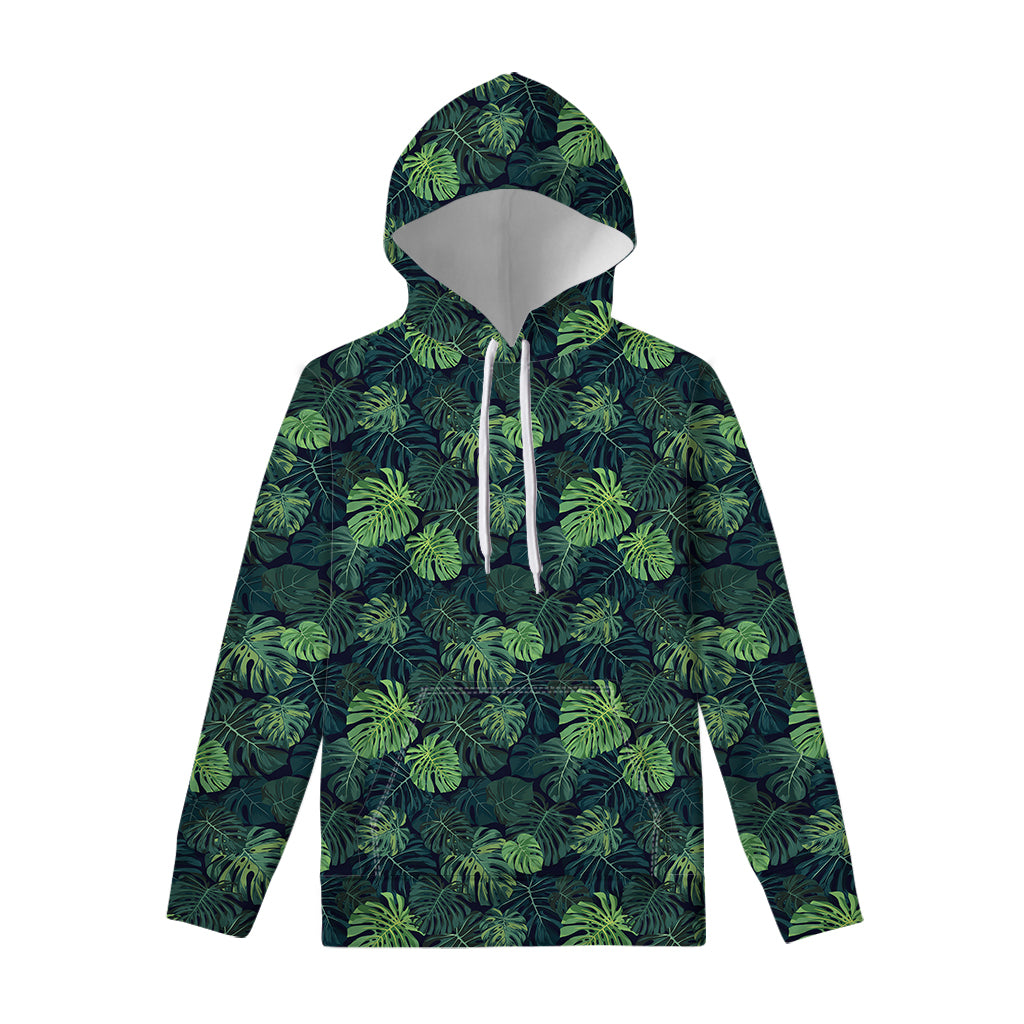 Monstera Palm Leaves Pattern Print Pullover Hoodie