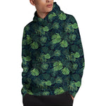 Monstera Palm Leaves Pattern Print Pullover Hoodie