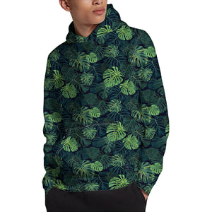 Monstera Palm Leaves Pattern Print Pullover Hoodie