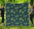 Monstera Palm Leaves Pattern Print Quilt