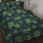 Monstera Palm Leaves Pattern Print Quilt Bed Set