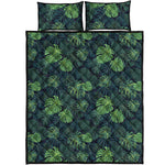 Monstera Palm Leaves Pattern Print Quilt Bed Set
