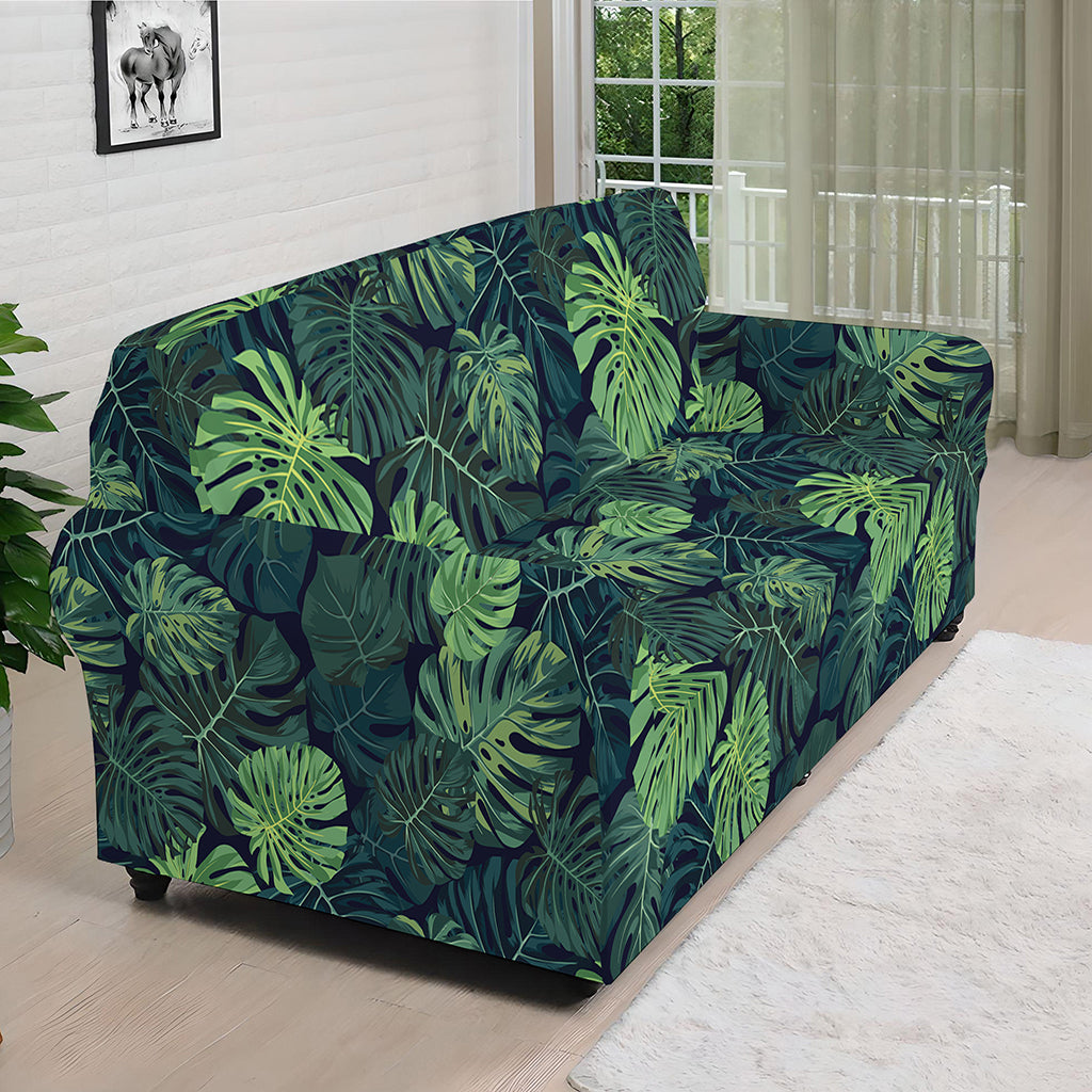 Monstera Palm Leaves Pattern Print Sofa Cover