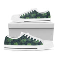 Monstera Palm Leaves Pattern Print White Low Top Sneakers