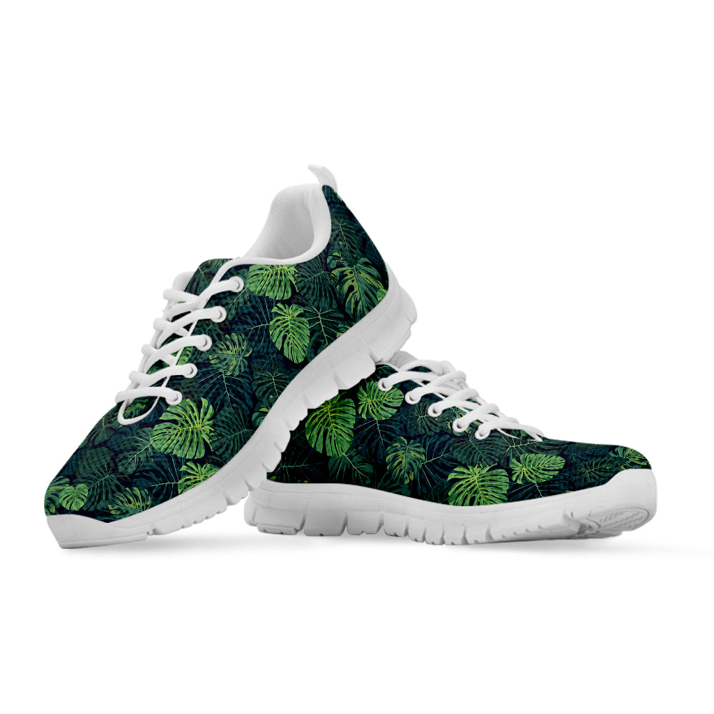 Monstera Palm Leaves Pattern Print White Sneakers