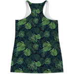 Monstera Palm Leaves Pattern Print Women's Racerback Tank Top