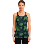 Monstera Palm Leaves Pattern Print Women's Racerback Tank Top