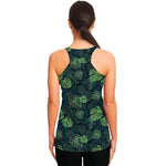 Monstera Palm Leaves Pattern Print Women's Racerback Tank Top