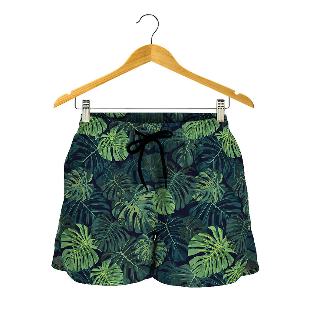 Monstera Palm Leaves Pattern Print Women's Shorts