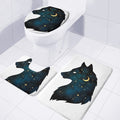 Moon And Stars Wolf Spirit Print 3 Piece Bath Mat Set
