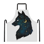 Moon And Stars Wolf Spirit Print Apron