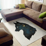 Moon And Stars Wolf Spirit Print Area Rug