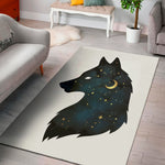 Moon And Stars Wolf Spirit Print Area Rug