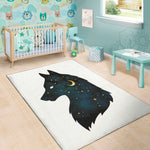 Moon And Stars Wolf Spirit Print Area Rug