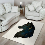 Moon And Stars Wolf Spirit Print Area Rug