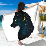 Moon And Stars Wolf Spirit Print Beach Sarong Wrap