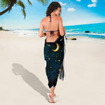 Moon And Stars Wolf Spirit Print Beach Sarong Wrap