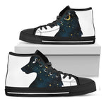 Moon And Stars Wolf Spirit Print Black High Top Shoes