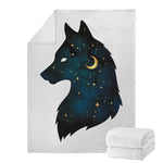 Moon And Stars Wolf Spirit Print Blanket