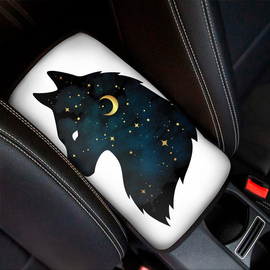 Moon And Stars Wolf Spirit Print Car Center Console Cover