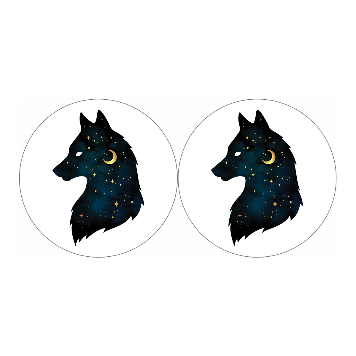 Moon And Stars Wolf Spirit Print Car Coasters