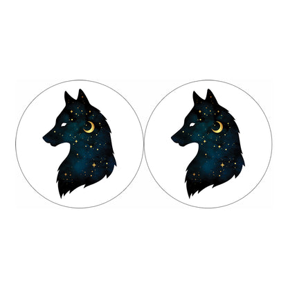 Moon And Stars Wolf Spirit Print Car Coasters