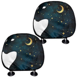 Moon And Stars Wolf Spirit Print Car Headrest Covers