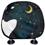Moon And Stars Wolf Spirit Print Car Headrest Covers