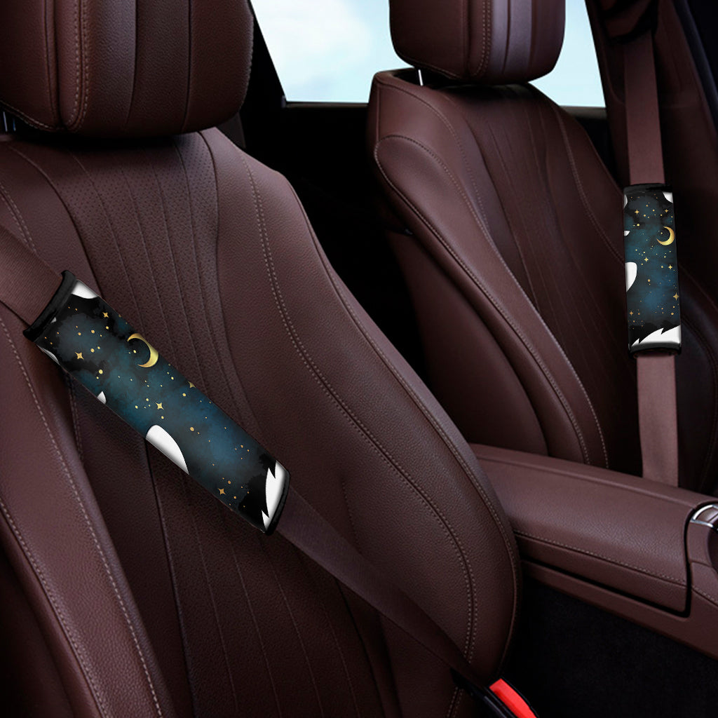 Moon And Stars Wolf Spirit Print Car Seat Belt Covers
