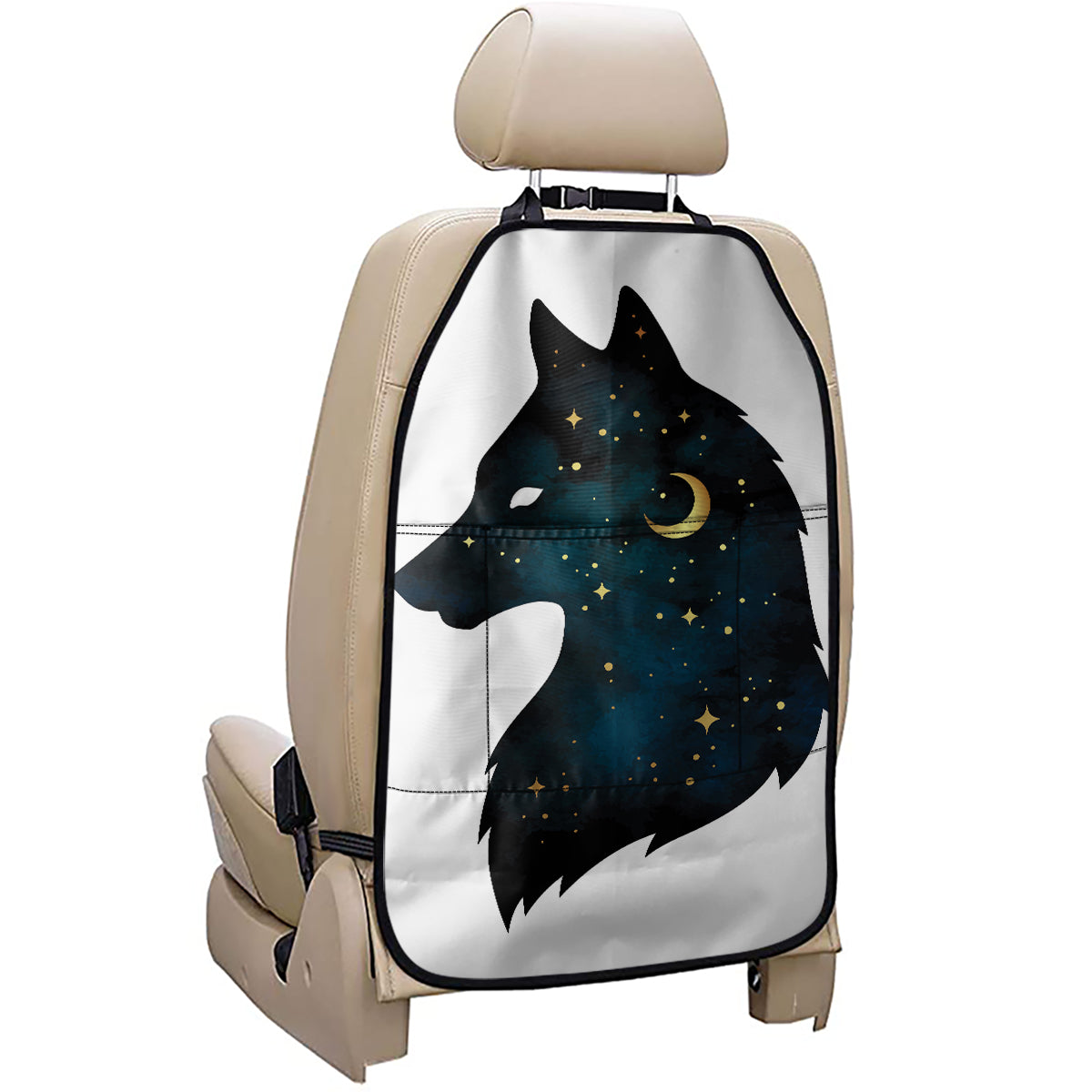 Moon And Stars Wolf Spirit Print Car Seat Organizers