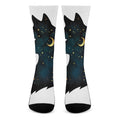 Moon And Stars Wolf Spirit Print Crew Socks