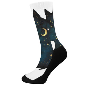 Moon And Stars Wolf Spirit Print Crew Socks