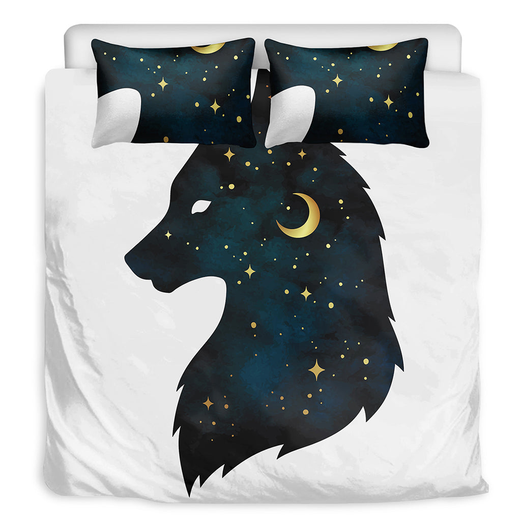 Moon And Stars Wolf Spirit Print Duvet Cover Bedding Set