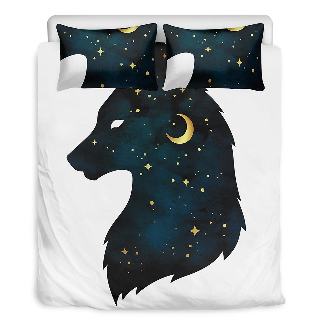 Moon And Stars Wolf Spirit Print Duvet Cover Bedding Set