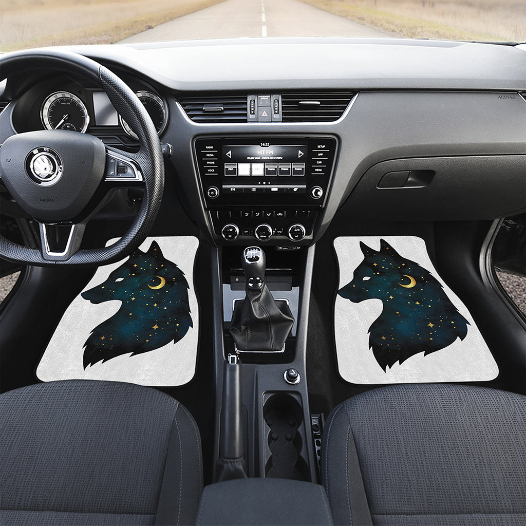 Moon And Stars Wolf Spirit Print Front and Back Car Floor Mats