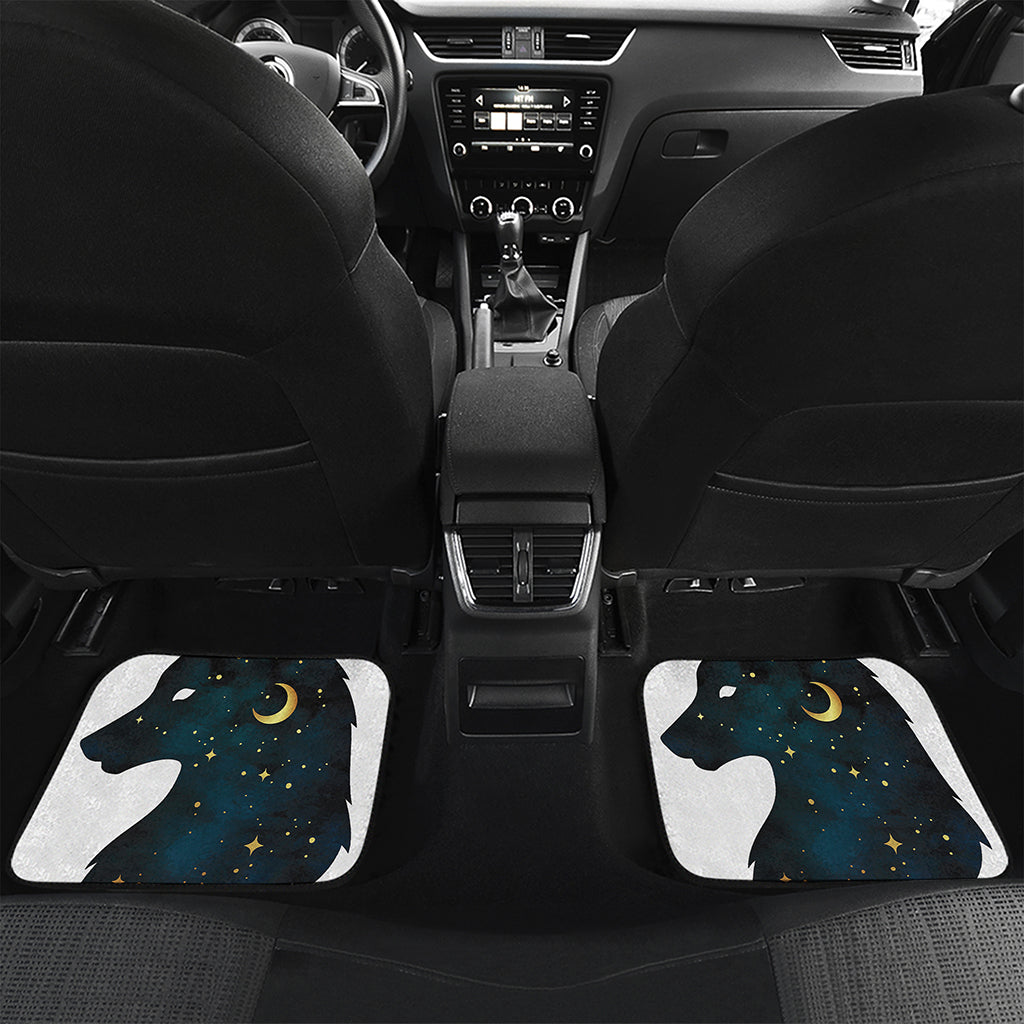 Moon And Stars Wolf Spirit Print Front and Back Car Floor Mats