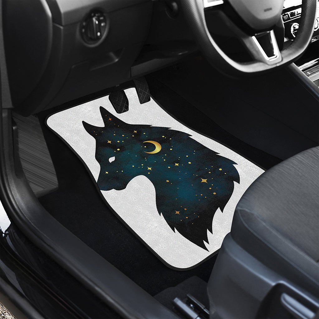 Moon And Stars Wolf Spirit Print Front and Back Car Floor Mats