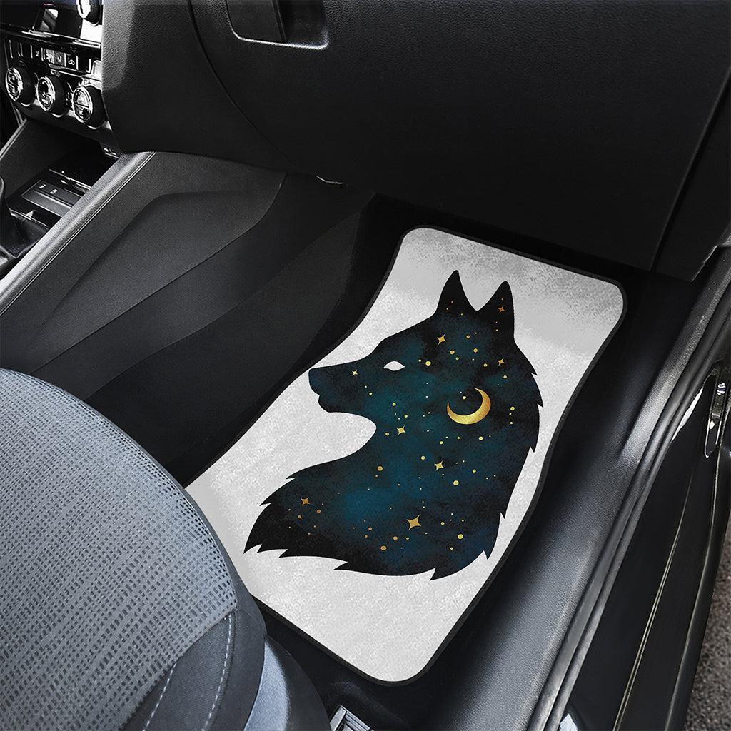 Moon And Stars Wolf Spirit Print Front and Back Car Floor Mats