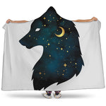 Moon And Stars Wolf Spirit Print Hooded Blanket