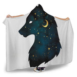 Moon And Stars Wolf Spirit Print Hooded Blanket