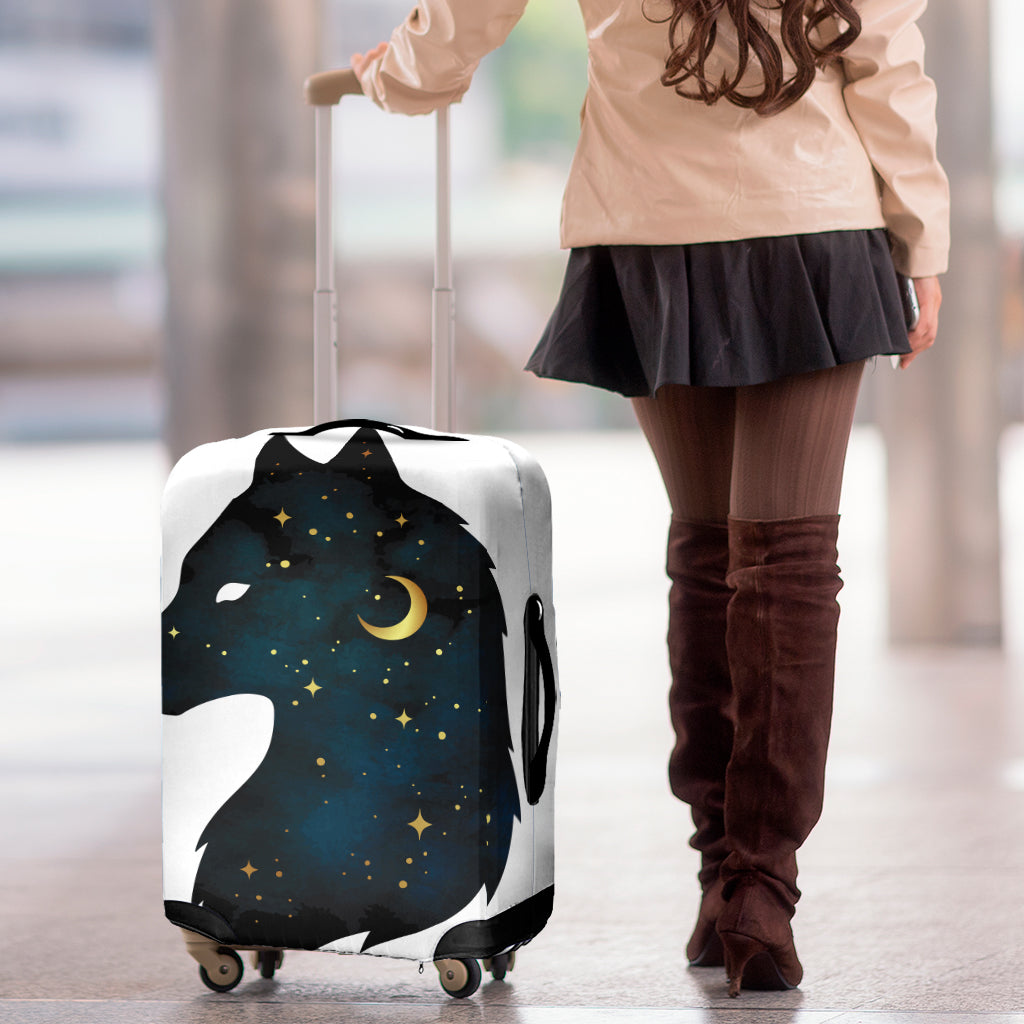 Moon And Stars Wolf Spirit Print Luggage Cover