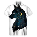 Moon And Stars Wolf Spirit Print Men's Short Sleeve Shirt