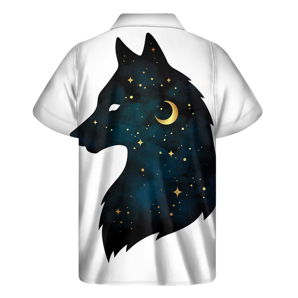 Moon And Stars Wolf Spirit Print Men's Short Sleeve Shirt