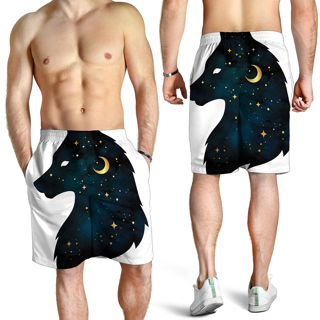 Moon And Stars Wolf Spirit Print Men's Shorts