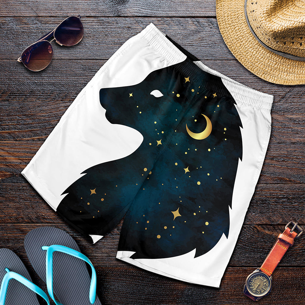 Moon And Stars Wolf Spirit Print Men's Shorts