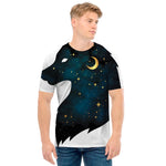 Moon And Stars Wolf Spirit Print Men's T-Shirt